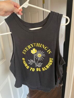 Levi's Black Muscle Tank with Yellow Floral Graphic